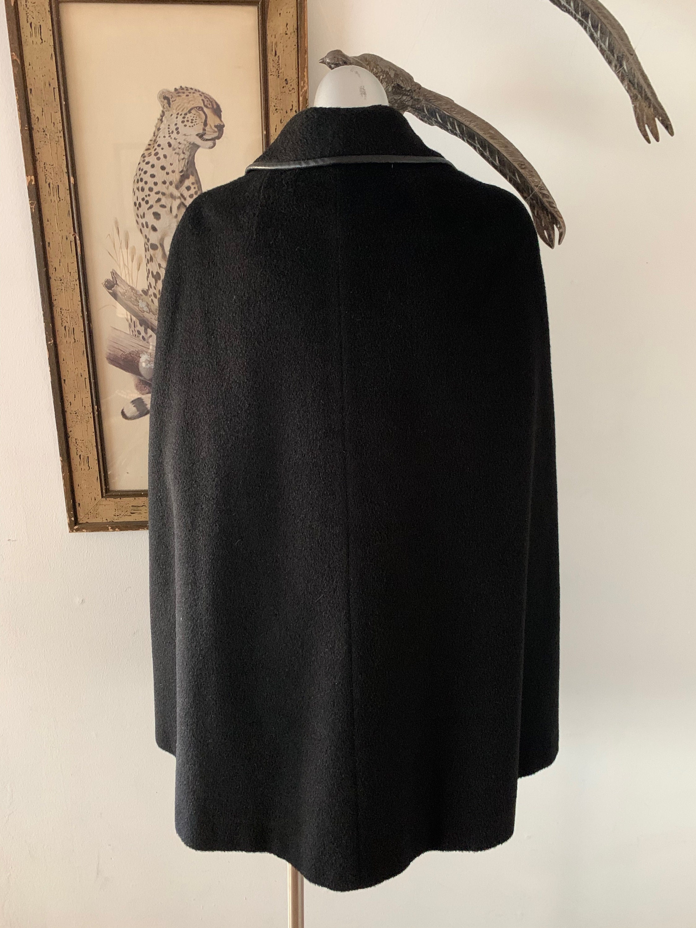 Chic and Classic Black Wool Double Breasted Cape | Etsy