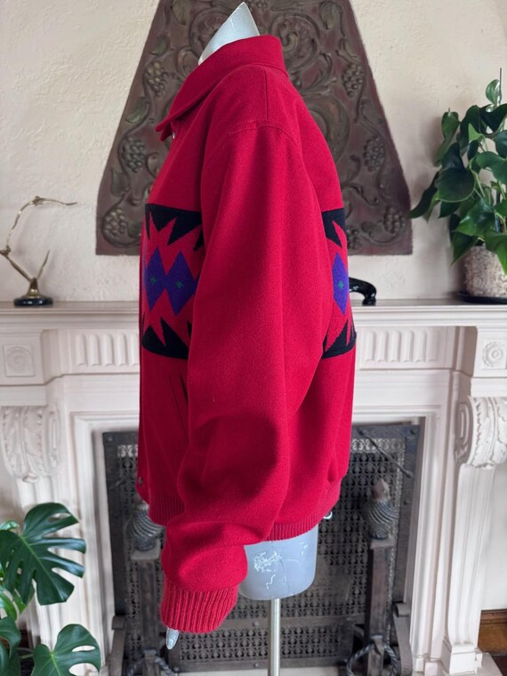 Pendleton High Grade Westernwear Red Wool Zip Up … - image 7