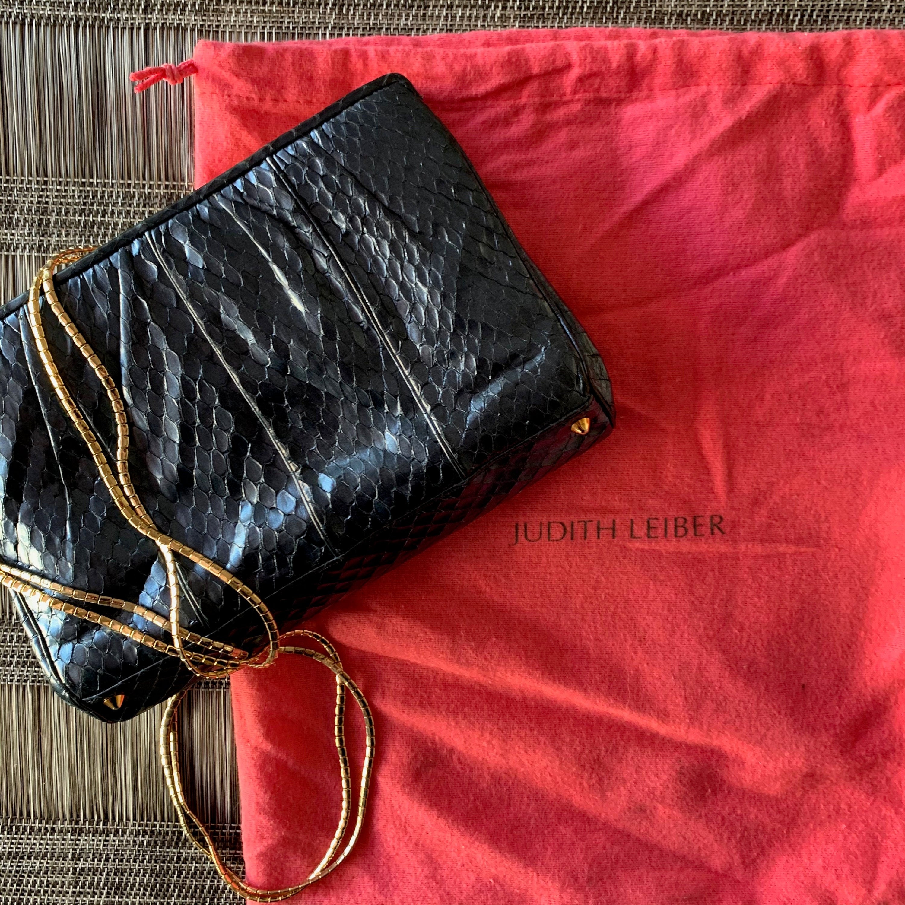 Authentic JUDITH LEIBER Python Snakeskin Frame Handbag ~ Deep Rose Pink  Browns | eBay