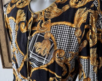 Gold Tassel Print Silk Blouse- Adrianna Papéll