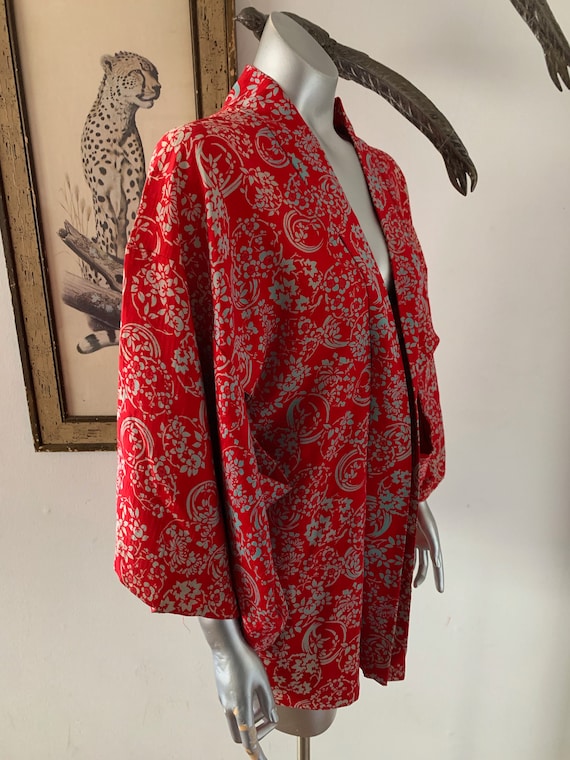 Vintage Red Silk Kimono Jacket - image 2