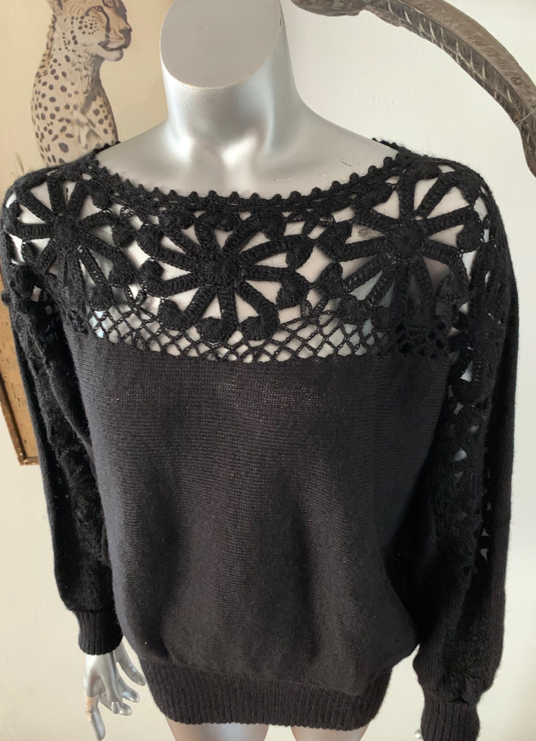 Mon Repos Black Alpaca Cut Out Pullover Sweater - Etsy