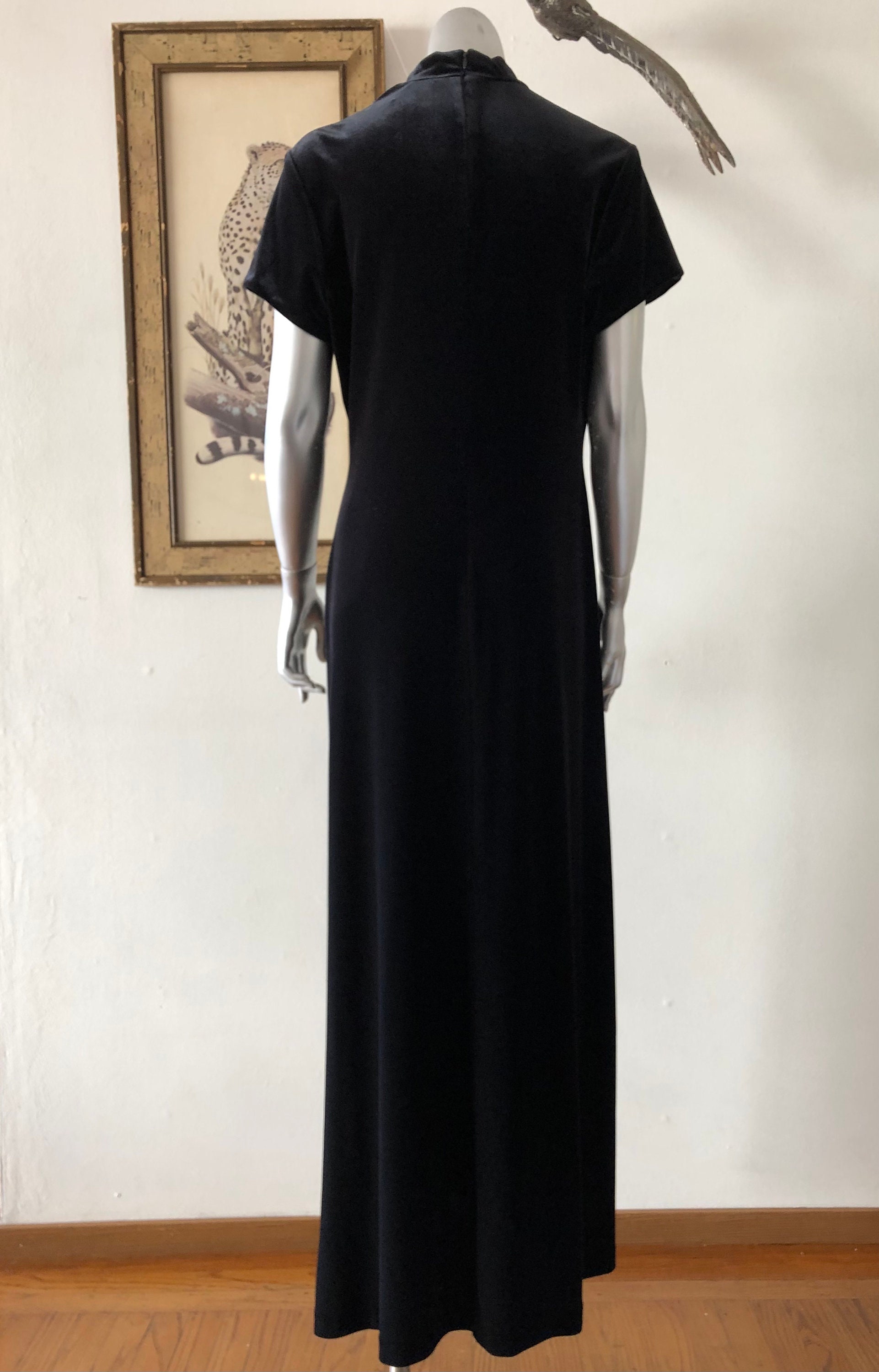 Arianna by Rachel Kaye Vintage Black Velvet Cheongsam Gown - Etsy