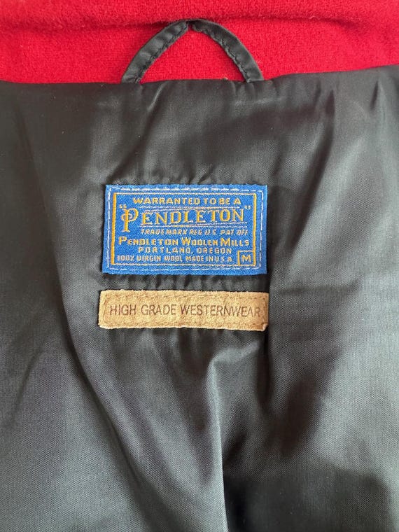 Pendleton High Grade Westernwear Red Wool Zip Up … - image 13