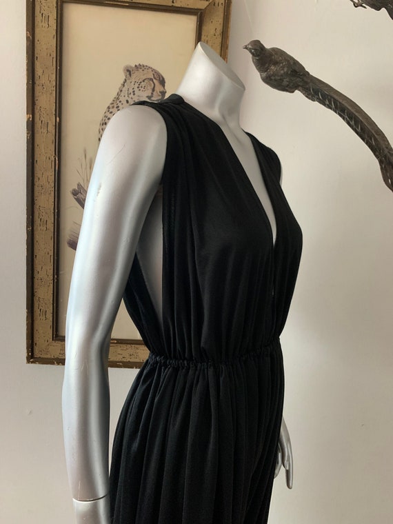 Halston IV 1970s Black Knit Jumpsuit