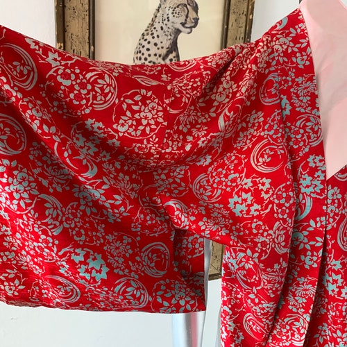 Vintage Red Silk shops Kimono Jacket