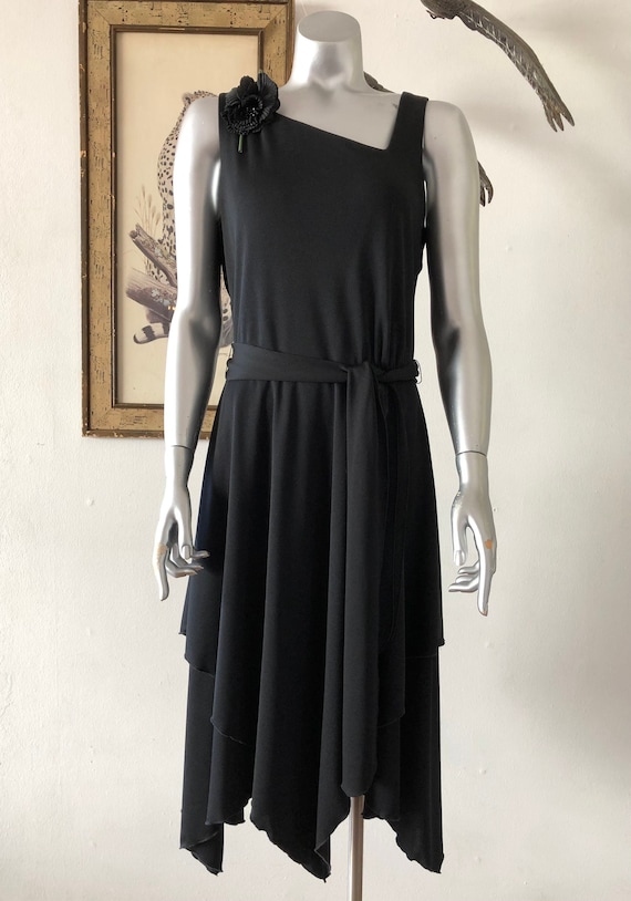 Vintage Ayres Unlimited Black Tie Wrap Party Dress