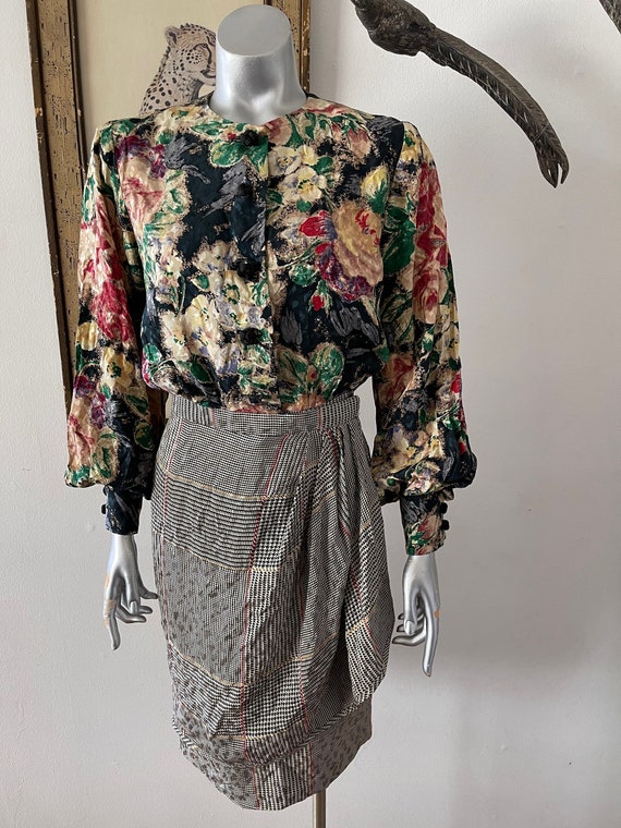 Stanley Platos Early 90s Floral Herringbone Dress