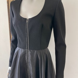 Vintage Lanvin 80s Party Formal Black Dress Rhinestone Front