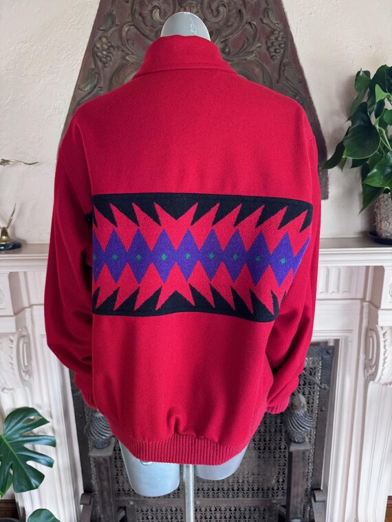 Pendleton High Grade Westernwear Red Wool Zip Up … - image 8