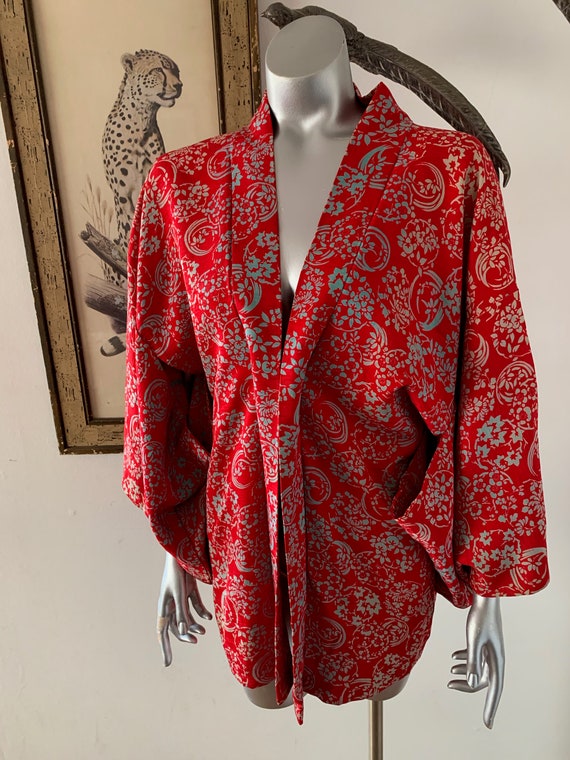 Vintage Red Silk Kimono Jacket - image 1