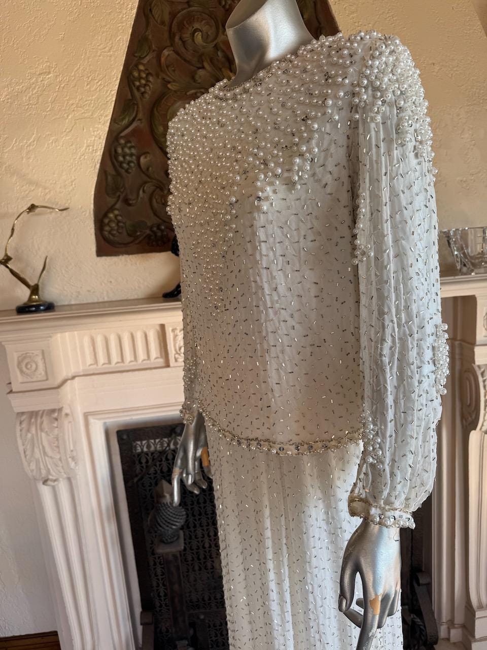 lillie rubin beaded dress 1980s Lillie Rubin Vintage Black Knit Dress Gorgeous Beading Made in USA