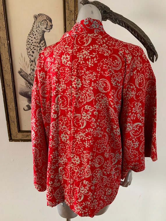 Vintage Red Silk Kimono Jacket - image 3