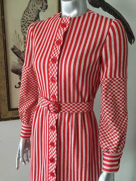 Vintage Joseph Magnin Red and White Striped Shirtd