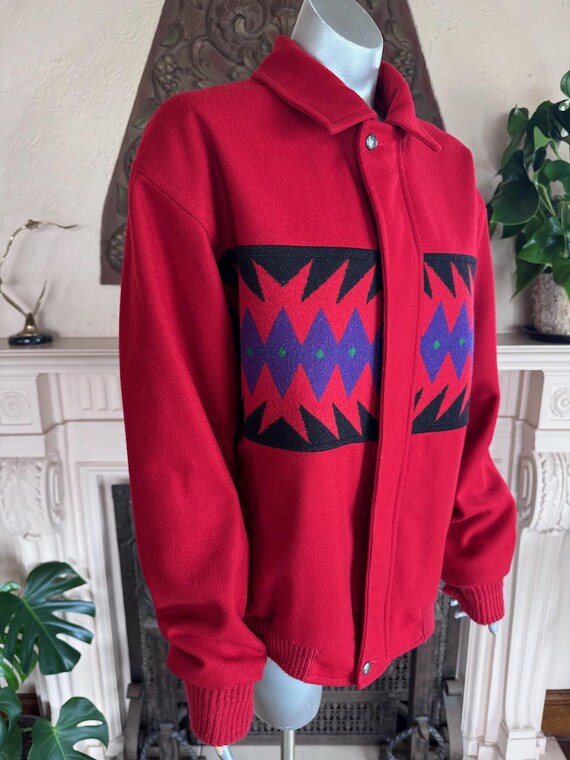 Pendleton High Grade Westernwear Red Wool Zip Up … - image 11