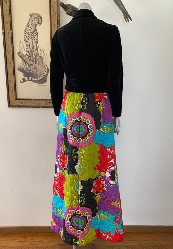 Iconic 1970s Psychedelic Quilted Maxi Dress by Dy… - image 5