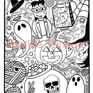 Monster Mash Halloween kleurplaat: afdrukbare kunst (8,5 x 11&quot;) (digitale download)