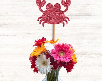 Glitter Crab Centerpiece Sticks, Under The Sea, Crab Decor, Crab Party, Crab Boil, Let's Get Crackin', Crab Birthday, Crabs, Crab Party