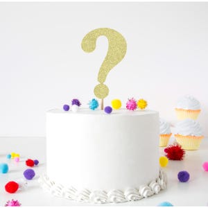 Glitter Question Mark Cake Topper, Surprise Party, Birthday Party, He Or She, Gender Reveal, Mystery Party Decor, Escape Room Party