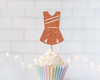 READY TO SHIP Glitter Cheer Uniform Cupcake Toppers, Cheer Party, Cheer Squad, Cheerleaders, Cheer Birthday, Cheerleading, Go Fight Win