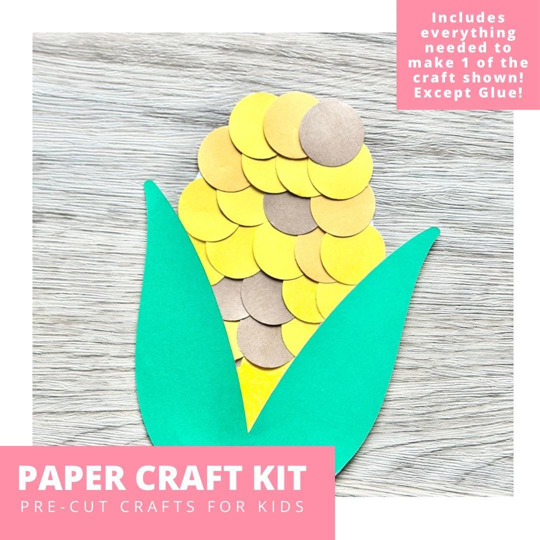 Corn On The Cob Paper Craft Kit, Craft Kit For Kids, Fall Craft Kit…