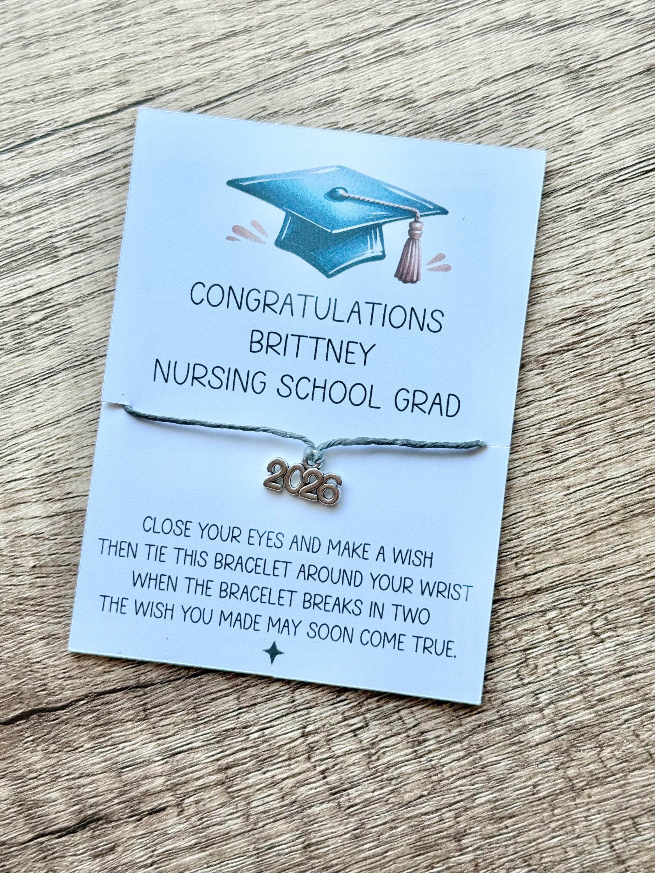 Personalized 2026 Graduation Wish Bracelet, 2026 Grad Wish Bracelet ...