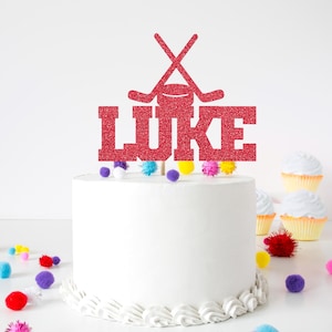 Personalized Hockey Name Cake Topper, Custom Hockey Party Cake Topper, Hockey Birthday Cake Topper, Hockey Party Decor