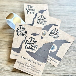 Jeu de tri, jeu de cartes à gratter, jeu de cartes sur le thème du sorcier