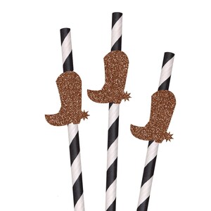 Glitter Cowboy Boots Party Straws, Party Paper Straws, Decorative Party Straws