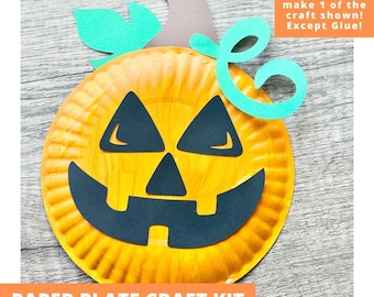 Paper Plate Jack-O Lantern Craft Kit, Pumpkin Arts & Crafts Kit For Kids, Halloween Craft Kit, Pre-Cut Crafts, Diy Paper Plate Craft Kit