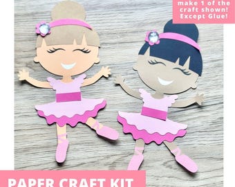Ballerina Paper Doll Paper Craft Kit, Arts & Crafts Kit For Kids, Ballet Dancer Craft Kit, Ballerina Party Favor, Pre-Cut Crafts, Ballet
