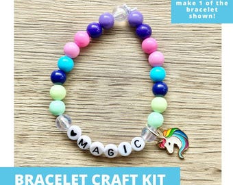 Unicorn Make Your Own Bracelet Craft Kit, Unicorn Bead Craft Kit For Kids, Unicorn Craft Kit, DIY Beaded Bracelet Kit For Kids