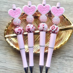 Pink Valentines Day Beaded Pen