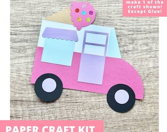 Ice Cream Truck Paper Craft Kit, Ice Cream Arts & Crafts Kit For Kids, Ice Cream Truck Craft Kit, Ice Cream Party Favors, Diy Craft Kit