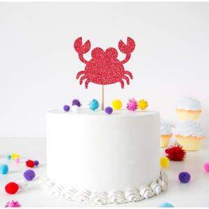 Glitter Crab Cake Topper, Glitter Cake Decor, Party Cake Topper