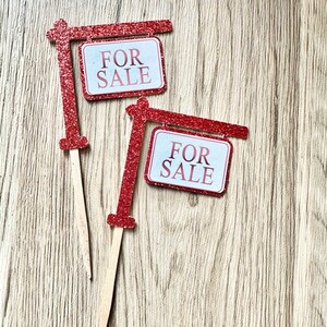 Glitter Real Estate Sign Cupcake Toppers, Open House Party Decor ...