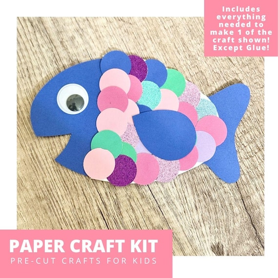 Rainbow Fish Paper Craft Kit, Tropical Fish Kit For Kids, Under The Sea Party Craft Kit,  Kids Party Favors, Pre-Cut Crafts, Diy Craft Kit