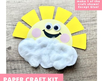Bright Sunshine Paper Craft Kit, Summer Arts & Crafts Kit For Kids, Sun Craft Kit, Kids Art Kit, Party Favors, Pre-Cut Crafts