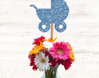 Glitter Baby Carriage Centerpiece Sticks, Glitter Table Decorations, Glitter Centerpiece Decor, Event Decorations