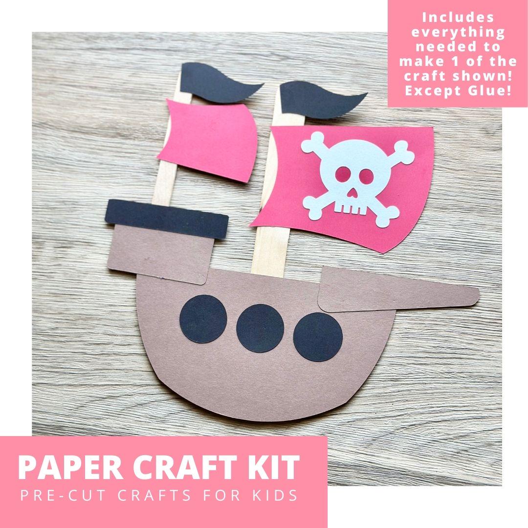 Pirate Ship Paper Craft Kit, Pirate Arts & Crafts Kit for Kids, Pirate ...
