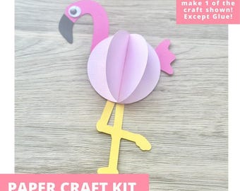 Flamingo Paper Craft Kit, Flamingo Arts & Crafts Kit For Kids, Flamingo Craft Kit, Flamingo Party Favor, Pre-Cut Crafts, Diy Craft Kit