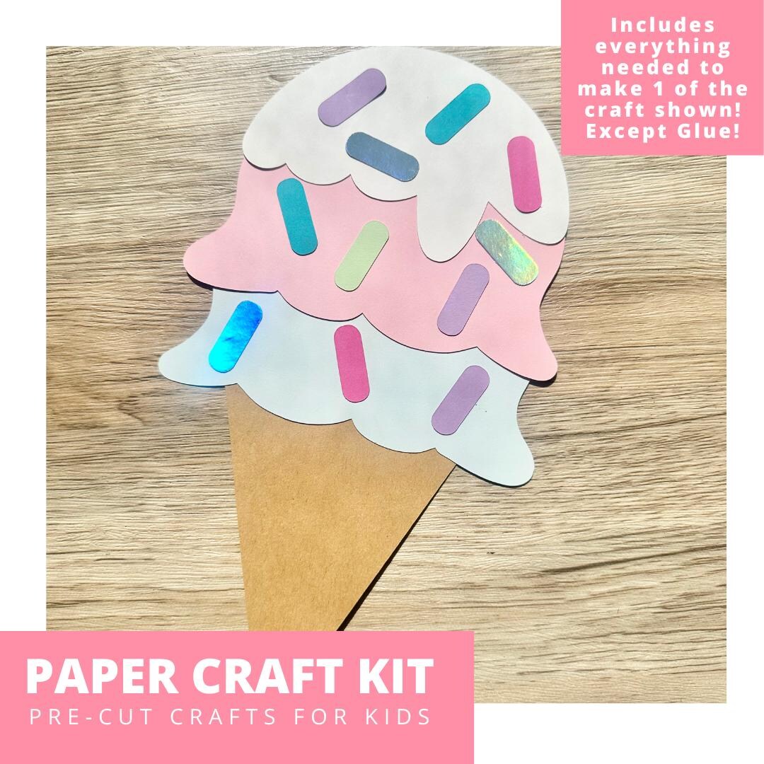 Sprinkle Ice Cream Cone Paper Craft Kit, Ice Cream Arts & Crafts Kit ...