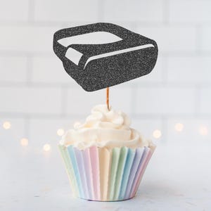 Glitter VR Headset Cupcake Toppers, Glitter Cupcake Toppers, Glitter Cake Topper, Glitter Party Decor, Event Decor