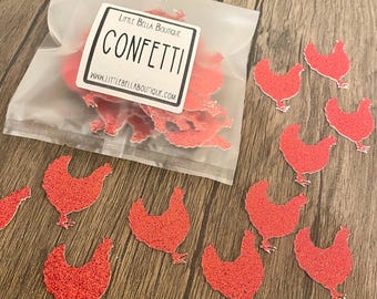 Glitter Chicken Confetti, Chicken Table Scatter, Cardstock Confetti, Glitter Confetti