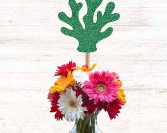 Glitter Coral Centerpiece Sticks, Glitter Coral Table Decor, Under The Sea Birthday Party, Ocean Plants, Seaweed Kelp Forest, Ocean Party