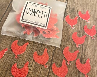 Glitter Chicken Confetti, Chicken Table Scatter, Cardstock Confetti, Glitter Confetti