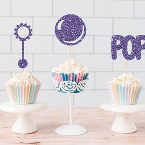 Glitter Bubble Party Cupcake Toppers, Bubble Party, Bubble Birthday, Bubble Kids Party, Pop It, Bubbles, Bubble Blowing, Bubble Pop