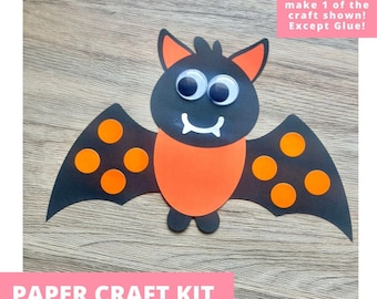 Halloween Bat Paper Craft Kit, Halloween Arts & Crafts Kit For Kids, Spooky Season Craft Kit, Bat Party Favor