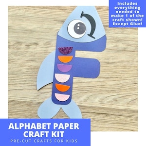F is for Fish Paper Craft Kit, Alphabet Arts & Crafts Kit For Kids, Pre-Cut Alphabet Paper Craft Kit, Preschool Alphabet Craft