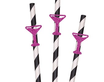 Glitter Martini Party Straws - 10ct, Cocktail Party, Bachelorette, A Tini Bit Older, Happy Hour, Girls Night Out, Dirty Martini, Cosmo